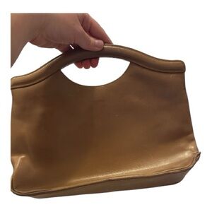 Vintage Salvatore Ferragamo Tan Leather Top Handle Handbag Made in Italy